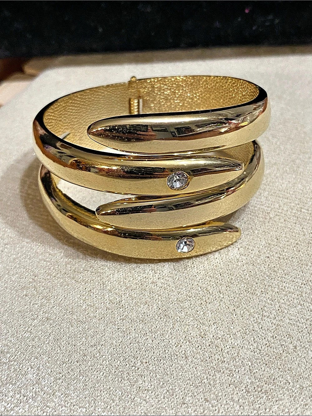 Gold-Tone Spiral Rhinestone Bracelet